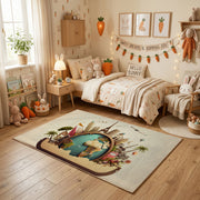 Floral Cat Portrait Area Rug, Vintage Botanical Feline Carpet, Cozy Decor – texture view