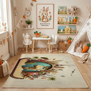 Floral Cat Portrait Area Rug, Vintage Botanical Feline Carpet, Cozy Decor – playroom styling