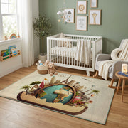 Floral Cat Portrait Area Rug, Vintage Botanical Feline Carpet, Cozy Decor – design close-up