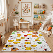 Colorful Emoji Faces Area Rug, Playful Pattern Carpet, Kids Room Decor – bedroom styling