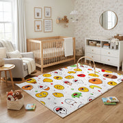 Colorful Emoji Faces Area Rug, Playful Pattern Carpet, Kids Room Decor – playroom styling