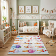 Pastel Donut Pattern Area Rug, Sweet Treat Carpet, Kids Room Decor – pattern detail