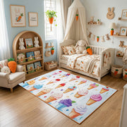 Pastel Donut Pattern Area Rug, Sweet Treat Carpet, Kids Room Decor – bedroom styling