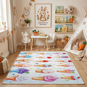 Pastel Donut Pattern Area Rug, Sweet Treat Carpet, Kids Room Decor – playroom styling