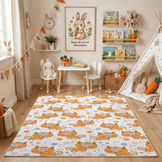 Orange Paw Print Area Rug, Cute Pet Pattern Carpet, Kids Room Decor – bedroom styling