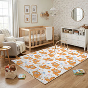 Orange Paw Print Area Rug, Cute Pet Pattern Carpet, Kids Room Decor – playroom styling