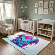 Colorful Fantasy Horse Area Rug, Blue Purple Animal Carpet, Kids Decor – alternate room view