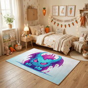 Colorful Fantasy Horse Area Rug, Blue Purple Animal Carpet, Kids Decor – texture view