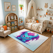 Colorful Fantasy Horse Area Rug, Blue Purple Animal Carpet, Kids Decor – bedroom styling