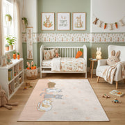 Minimal Bunny Outline Area Rug, Soft Beige Rabbit Carpet, Nursery Decor – pattern detail