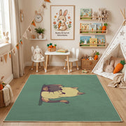 Sleepy Bear Area Rug, Sage Green Animal Carpet, Cozy Nursery Decor – bedroom styling