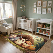 Purple Cat Faces Area Rug, Dark Feline Pattern Carpet, Gothic Decor – alternate room view