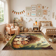 Purple Cat Faces Area Rug, Dark Feline Pattern Carpet, Gothic Decor – full rug view