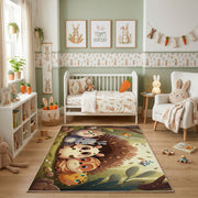Purple Cat Faces Area Rug, Dark Feline Pattern Carpet, Gothic Decor – pattern detail