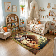 Purple Cat Faces Area Rug, Dark Feline Pattern Carpet, Gothic Decor – bedroom styling