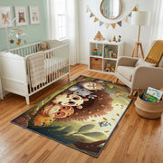 Purple Cat Faces Area Rug, Dark Feline Pattern Carpet, Gothic Decor – living room view