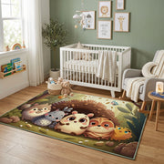 Purple Cat Faces Area Rug, Dark Feline Pattern Carpet, Gothic Decor – design close-up