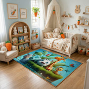 Woodland Animal Adventure Area Rug, Green Forest Carpet, Kids Room Decor – bedroom styling