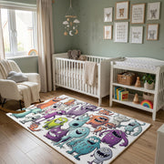 Colorful Cat Crowd Area Rug, Pastel Feline Collage Carpet, Kids Decor – alternate room view