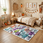 Colorful Cat Crowd Area Rug, Pastel Feline Collage Carpet, Kids Decor – texture view
