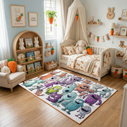 Colorful Cat Crowd Area Rug, Pastel Feline Collage Carpet, Kids Decor – bedroom styling