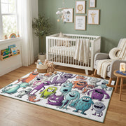 Colorful Cat Crowd Area Rug, Pastel Feline Collage Carpet, Kids Decor – design close-up