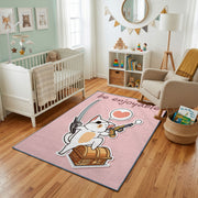 Musical Bunny Area Rug, Pink Rabbit Carpet, Cute Kids Room Decor – featured room view