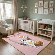 Musical Bunny Area Rug, Pink Rabbit Carpet, Cute Kids Room Decor – alternate room view