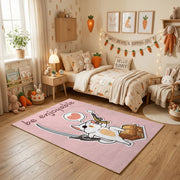 Musical Bunny Area Rug, Pink Rabbit Carpet, Cute Kids Room Decor – texture view