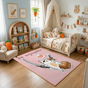 Musical Bunny Area Rug, Pink Rabbit Carpet, Cute Kids Room Decor – bedroom styling