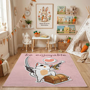 Musical Bunny Area Rug, Pink Rabbit Carpet, Cute Kids Room Decor – playroom styling