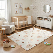 Pastel Paw Print Area Rug, Minimal Pet Pattern Carpet, Nursery Decor – featured room view
