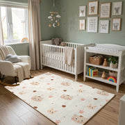 Pastel Paw Print Area Rug, Minimal Pet Pattern Carpet, Nursery Decor – alternate room view