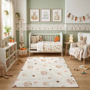 Pastel Paw Print Area Rug, Minimal Pet Pattern Carpet, Nursery Decor – pattern detail