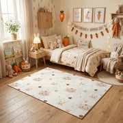 Pastel Paw Print Area Rug, Minimal Pet Pattern Carpet, Nursery Decor – texture view