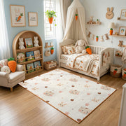 Pastel Paw Print Area Rug, Minimal Pet Pattern Carpet, Nursery Decor – bedroom styling