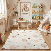 Pastel Paw Print Area Rug, Minimal Pet Pattern Carpet, Nursery Decor – playroom styling