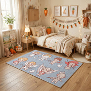 Pink Bunny Pattern Area Rug, Cute Rabbit Carpet, Nursery Room Decor – texture view