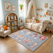Pink Bunny Pattern Area Rug, Cute Rabbit Carpet, Nursery Room Decor – bedroom styling