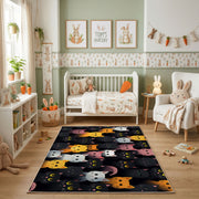 Colorful Cat Friends Area Rug, Pastel Feline Carpet, Kids Room Decor – featured room view