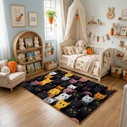 Colorful Cat Friends Area Rug, Pastel Feline Carpet, Kids Room Decor – texture view