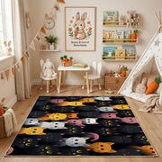 Colorful Cat Friends Area Rug, Pastel Feline Carpet, Kids Room Decor – bedroom styling