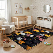 Colorful Cat Friends Area Rug, Pastel Feline Carpet, Kids Room Decor – playroom styling