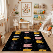Halloween Cat Pattern Area Rug, Black Orange Feline Carpet, Spooky Decor – bedroom styling