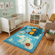 Playful Orange Tiger Area Rug, Blue Jungle Animal Carpet, Kids Room Decor – featured room view