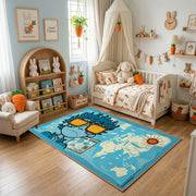 Playful Orange Tiger Area Rug, Blue Jungle Animal Carpet, Kids Room Decor – bedroom styling