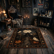 Victorian ghost in an ornate frame faux velvet Halloween area rug, soft surface detail