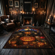 enchanted pumpkin garden faux velvet Halloween area rug, featured room view