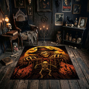 raven scarecrow harvest faux velvet Halloween area rug, soft surface detail