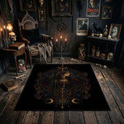 mystic serpent emblem faux velvet Halloween area rug, soft surface detail